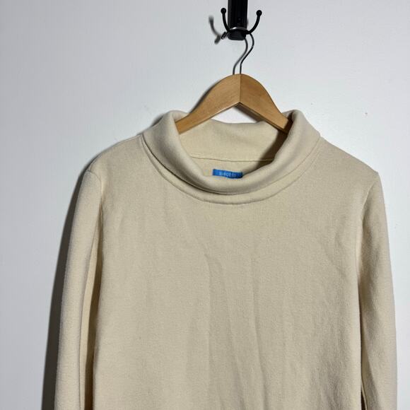 Burgess Minimal Cashmere Lauren Sweater Women L Cream High Neck Cotton Tunic - Picture 4 of 8